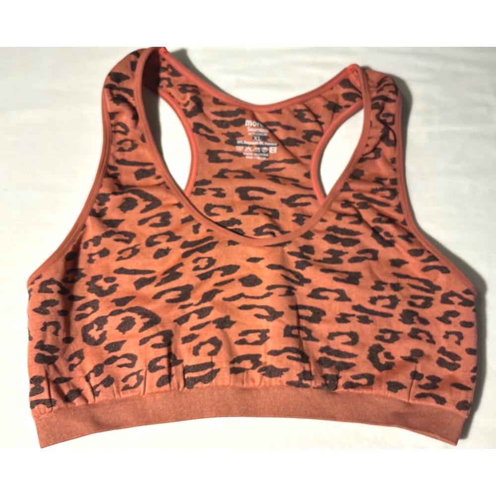 Morera Seamless Activewear Sports Bra XL Orange Black Leopard Print Racerback